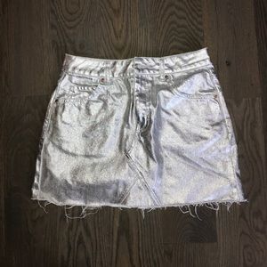 Topshop silver metallic mini skirt